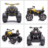 Quad per Bambini Elettrico 12V con Fari e Batteria Ricaricabile, Età 3-5 Anni, 100x65x73cm, Giallo