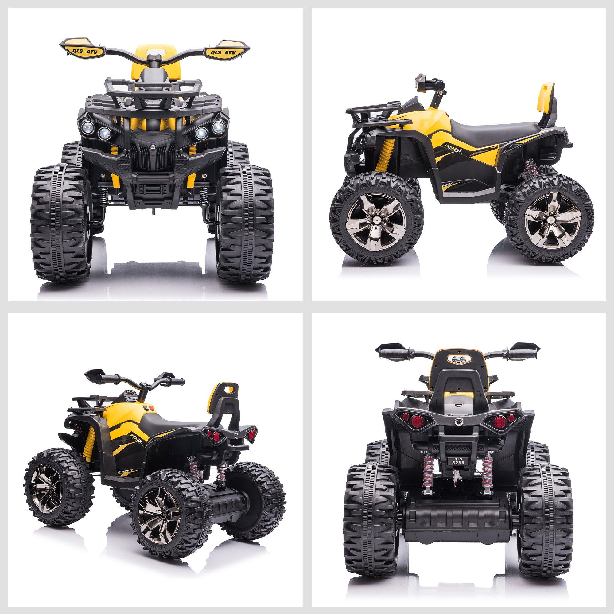Quad per Bambini Elettrico 12V con Fari e Batteria Ricaricabile, Età 3-5 Anni, 100x65x73cm, Giallo