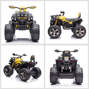 Quad per Bambini Elettrico 12V con Fari e Batteria Ricaricabile, Età 3-5 Anni, 100x65x73cm, Giallo