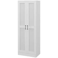 Credenza Cucina Alta con 2 armadi a 2ante e 4 ripiani, Armadio con 3 ripiani regolabili, mobile da salotto, 60x36.5x175cm, Bianco| Aosom Italy