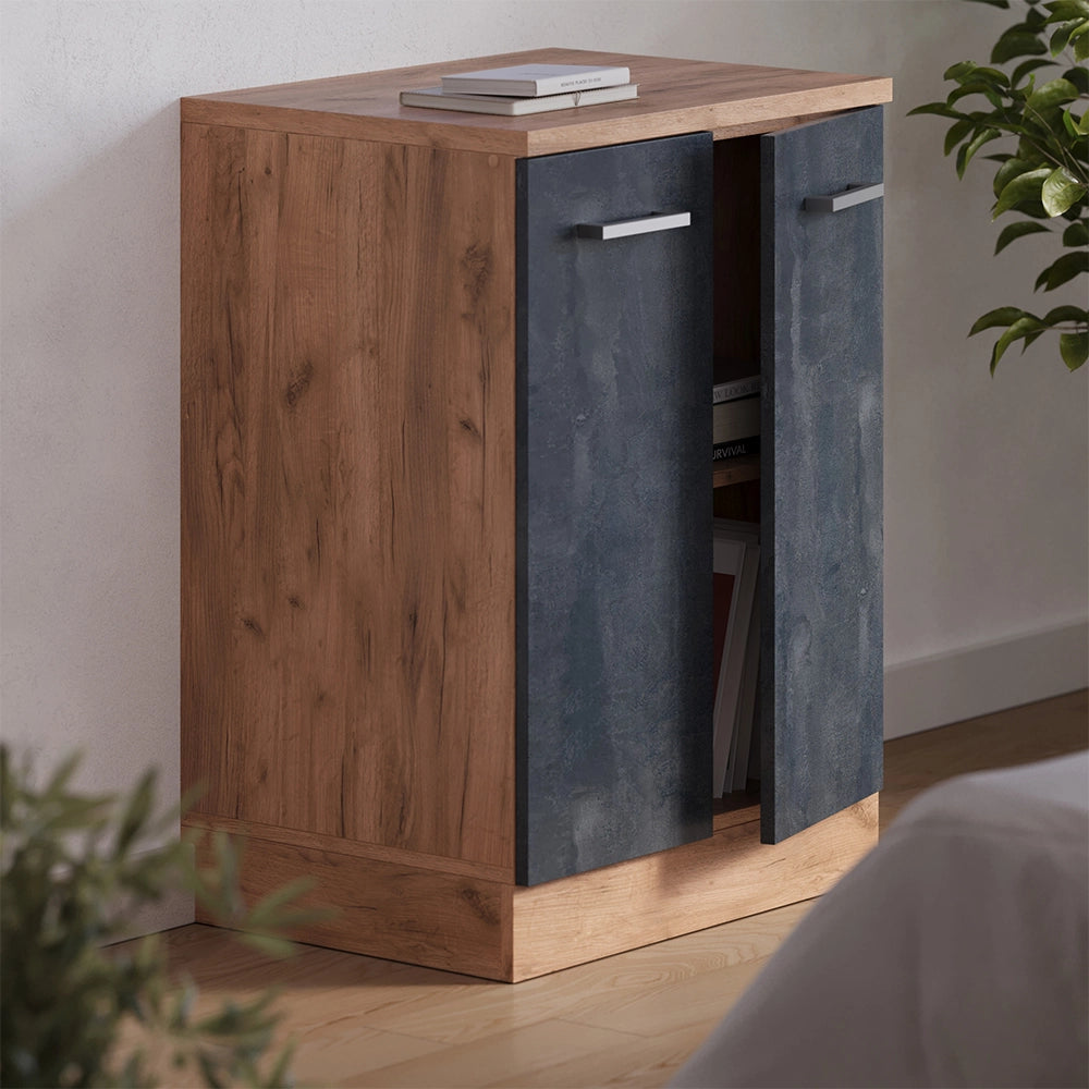 Mobile per mansarda Rion Calce nera/Rovere dorato 60 x 83.8 cm senza inclinazione con 2 ante Vicco