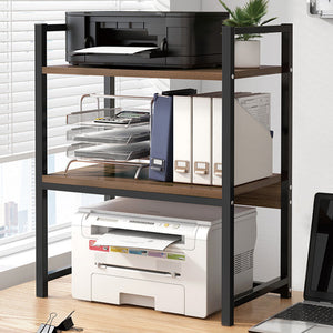 Scaffale da Scrivania Multiuso 3 Ripiani 53x35x80 cm per Stampante Ufficio in MDF Noce e Nero