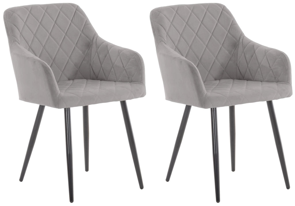 Set di 2 sedie da pranzo Shila grigio,Velluto