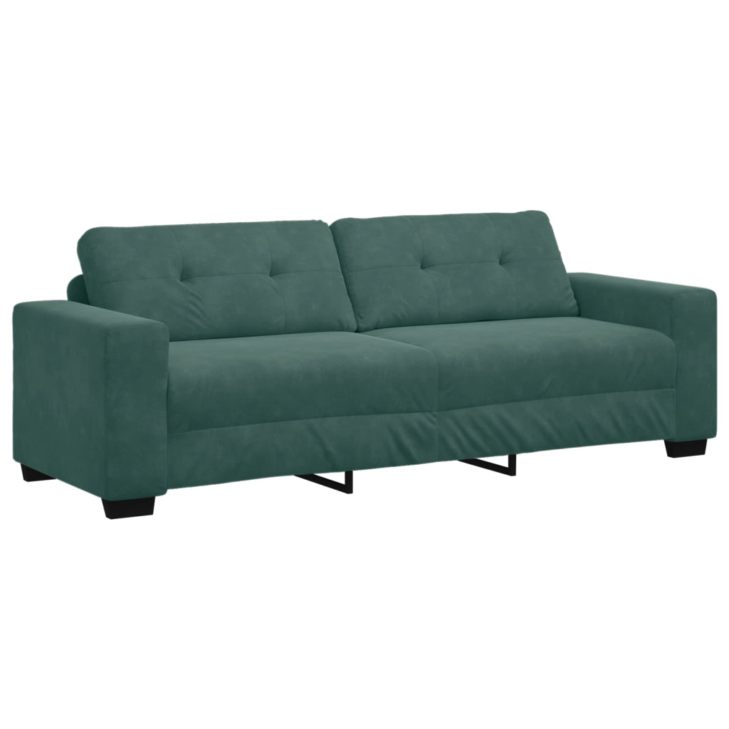 Set di divani 3 pezzi con cuscini in velluto verde scuro