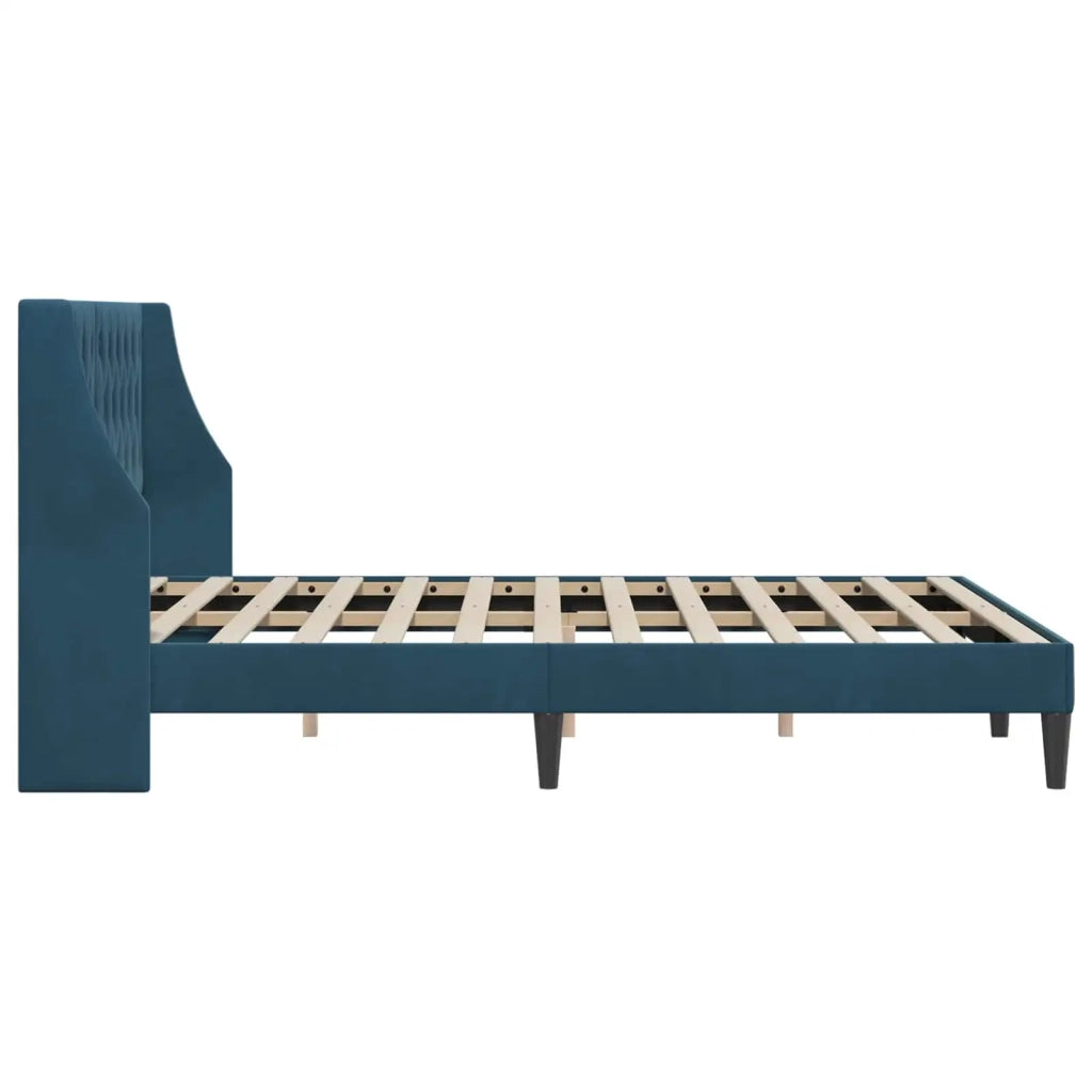 Struttura del letto con testiera Blu 140 x 190 cm Velluto