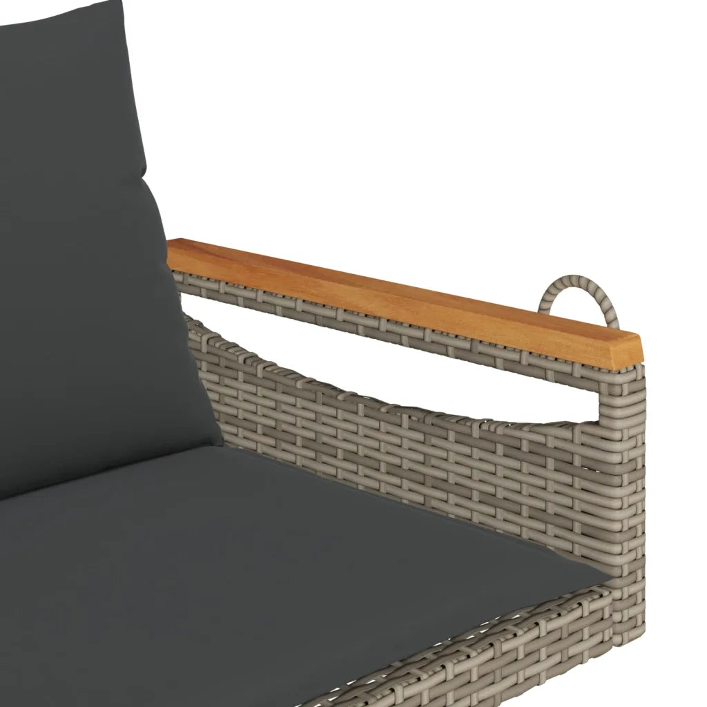 Panchina Dondolo con Cuscini Grigia 109x62x40 cm in Polyrattan 368147
