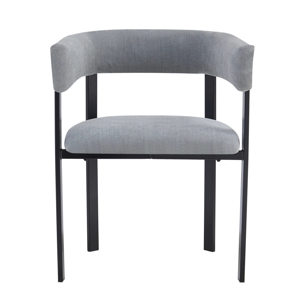Set di 2 sedie da pranzo 84.99x64.01x42.49 cm con schienale a C in chenille e metallo grigio