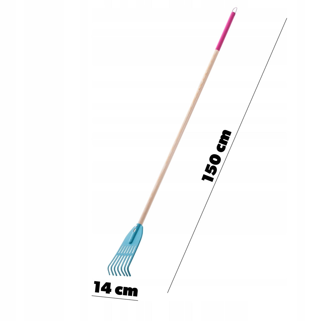 Rastrello per foglie KADAX per giardino, erba, manico in legno, 150 cm, rastrello da donna a 7 punte