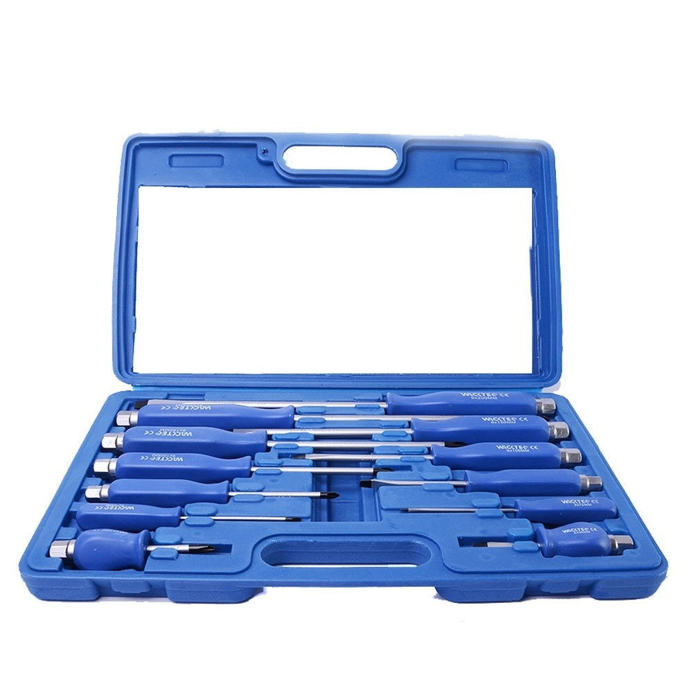 Trade Shop - Set Cacciaviti 12 Pz. Cromo Vanadio Calamitati In Valigetta Di Plastica -
