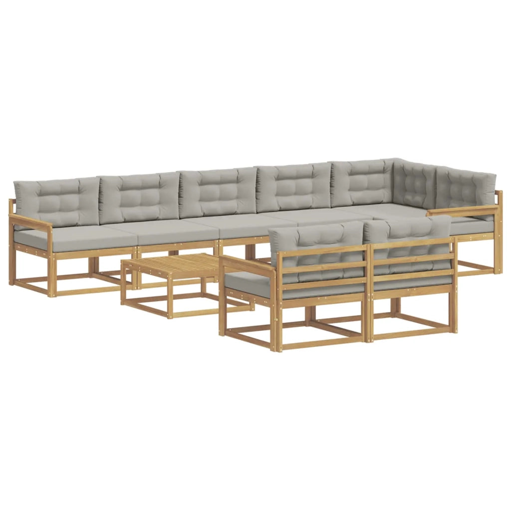 Set di divani da esterno 9 pz Bianco e Grigio Chiaro Poliestere 3386645