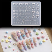 Nagelvorm 3D Gel - Mal in Silicone - Dure/Stellate - Antifessur - Riciclabile - Adatto per Principianti/Professionisti - Mal per unghie