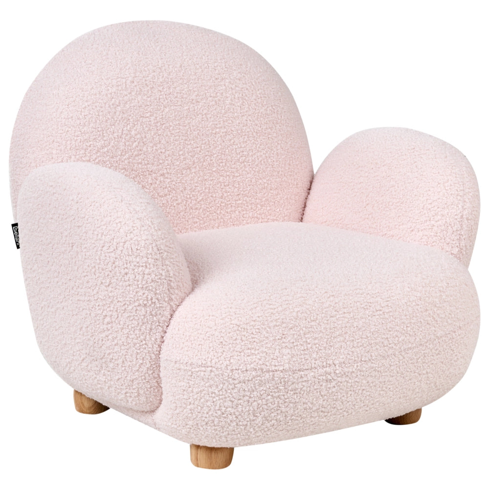 Poltrona per bambini con gambe in legno Rosa pastello cemeretta