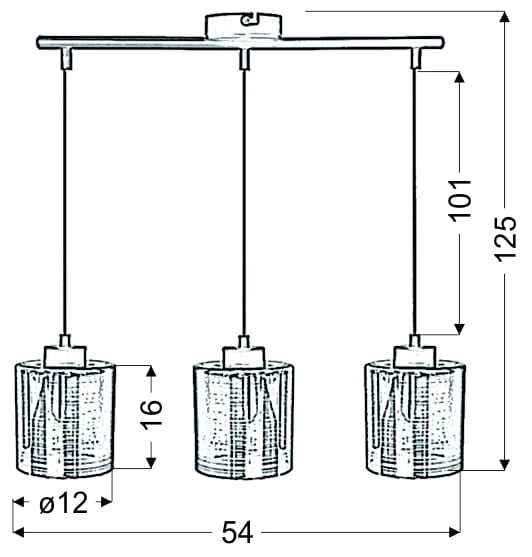 Lampadario Candellux COX 33-53886 nero vetro cromo 3xE27
