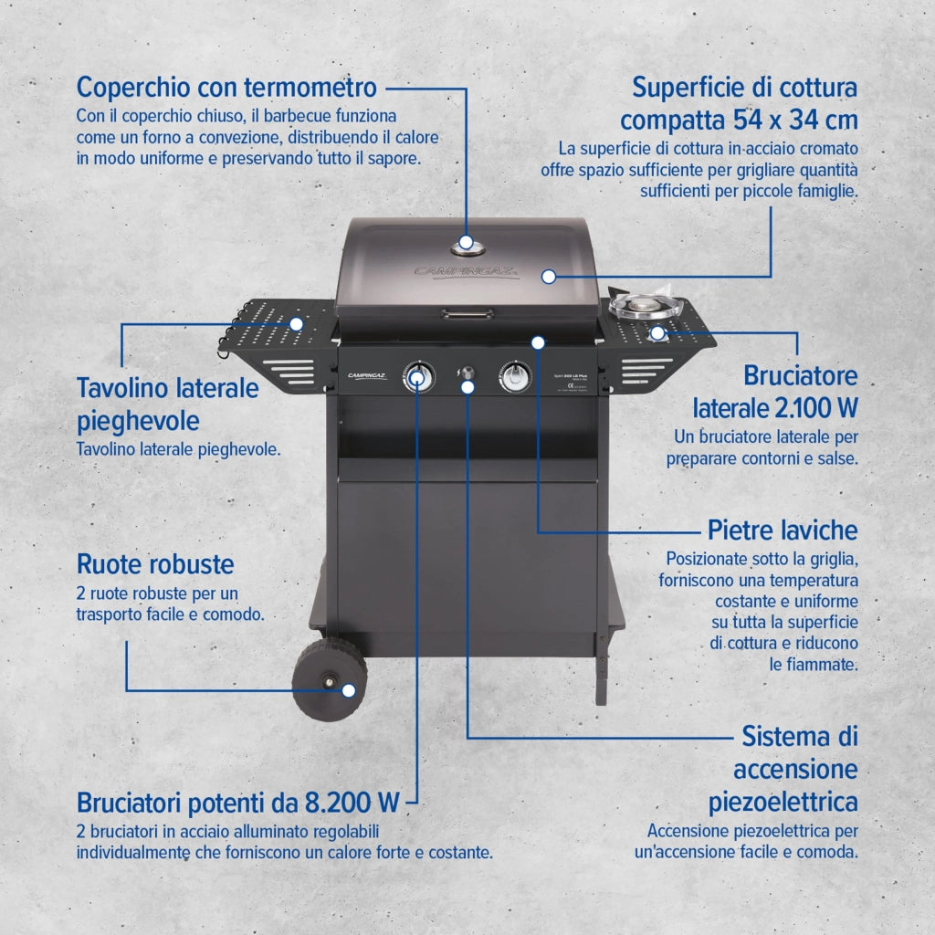 Barbecue a Gas kw 8,2 + Campingaz Xpert 200LS Plus 2,1 kw