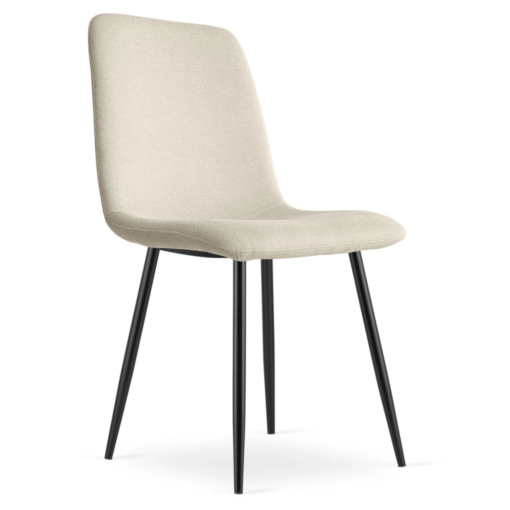 Set di 3 sedie imbottite Rift beige con gambe nere