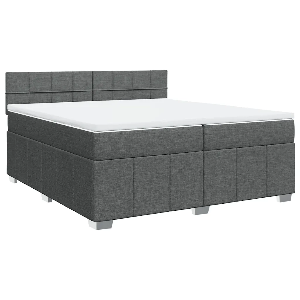 Giroletto a Molle con Materasso Grigio Scuro 200x200 cm Tessuto 3287176