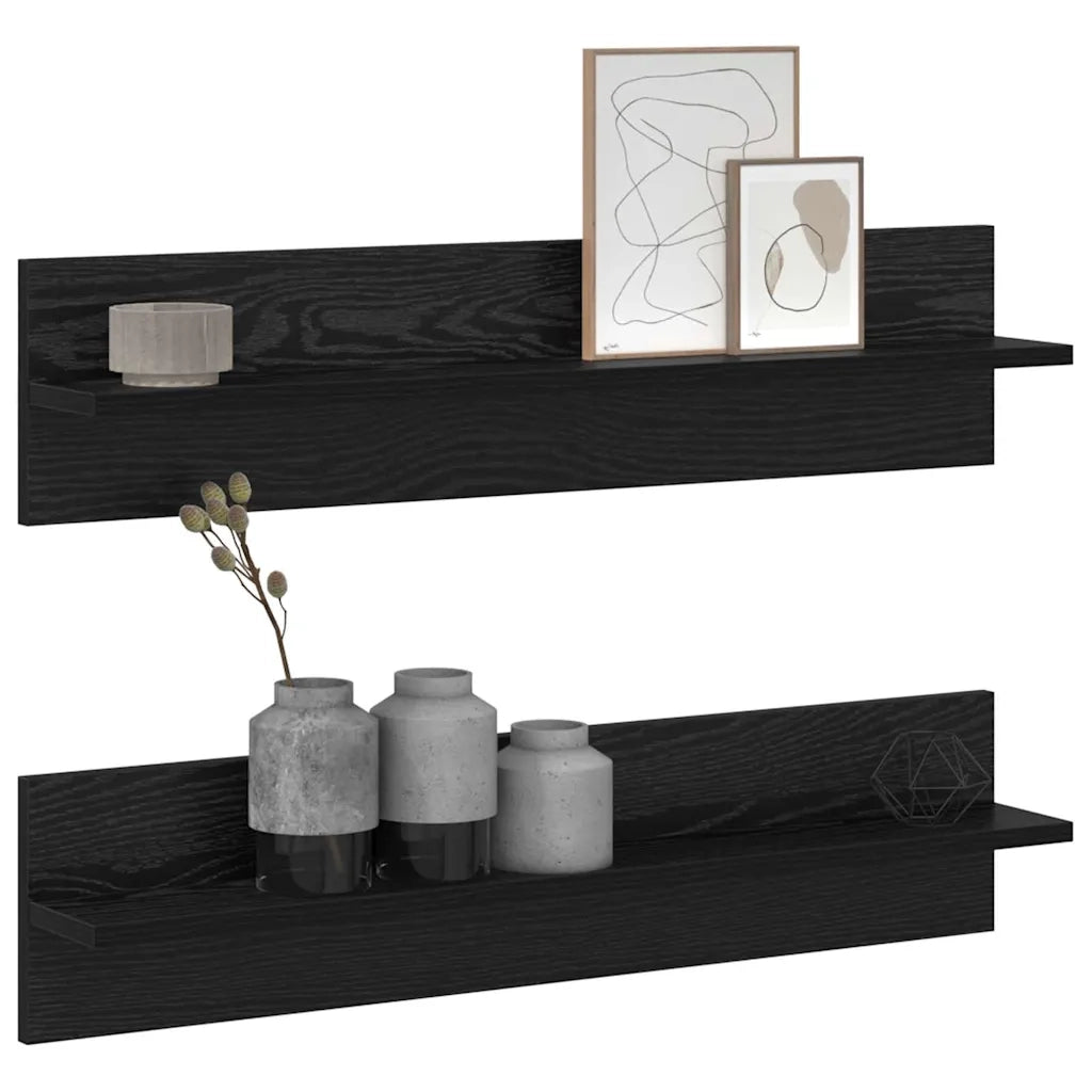 Scaffale da parete 2 pcs Rovere Nero 80 x 11,5 x 18 cm 875190