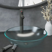 Lavandino con Rubinetto e Piletta in Vetro Temperato Satinato cod mxl 38738