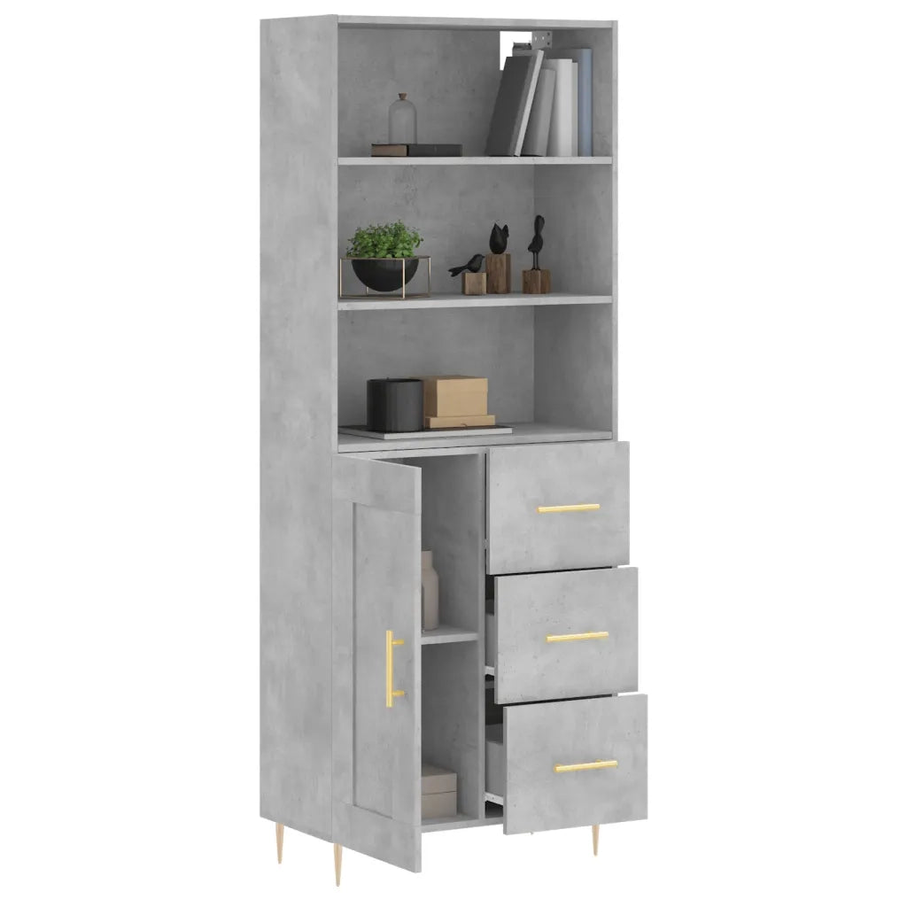 Credenza Grigio Cemento 69,5x34x180 cm in Legno Multistrato 3190009