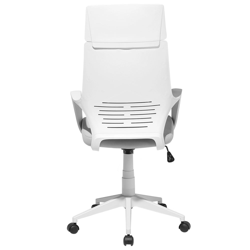 Sedia da ufficio in tessuto grigio e bianco girevole per computer da scrivania Seduta regolabile Schienale reclinabile