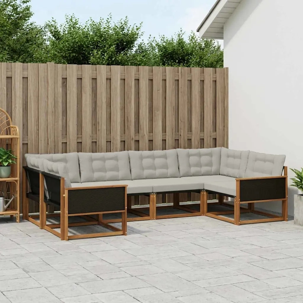 Set di divani da esterno 6 pcs Naturale e Grigio Chiaro