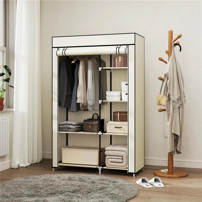 ARMADIO PORTATILE ARMADIO GUARDAROBA SALVASPAZIO, 103X43X162.5CM, CREMA