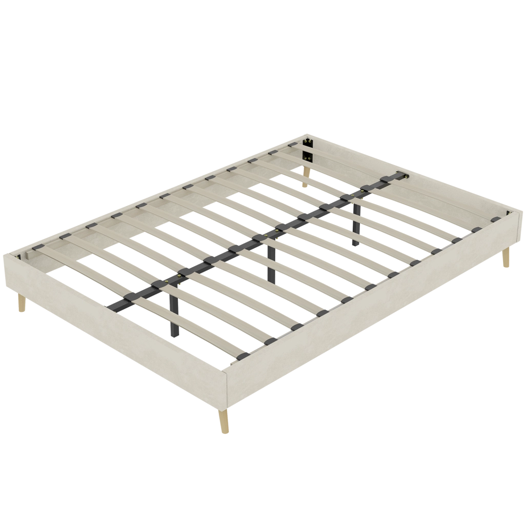LETTO Piattaforma 160x200 cm Beige in Tessuto e Metallo