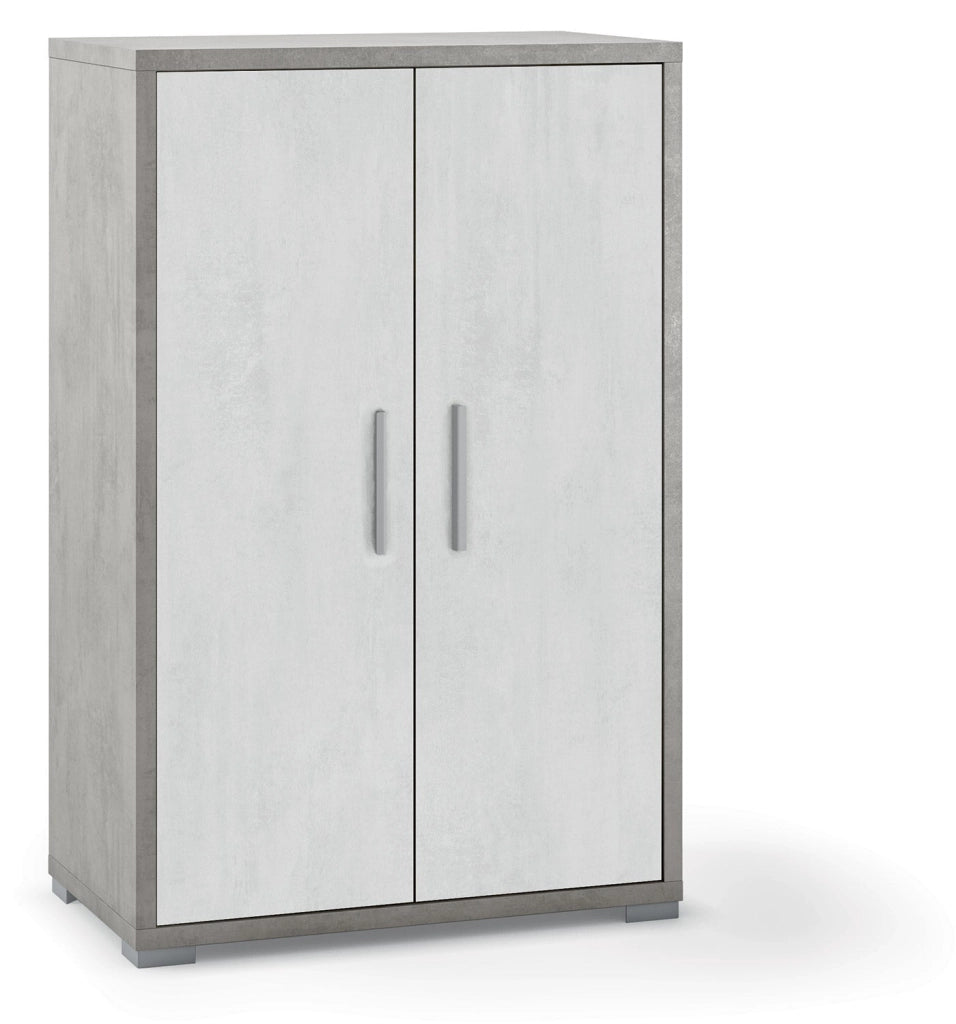 Mobile 2 Ante 71x110x41 cm Cemento/Ossido Bianco
