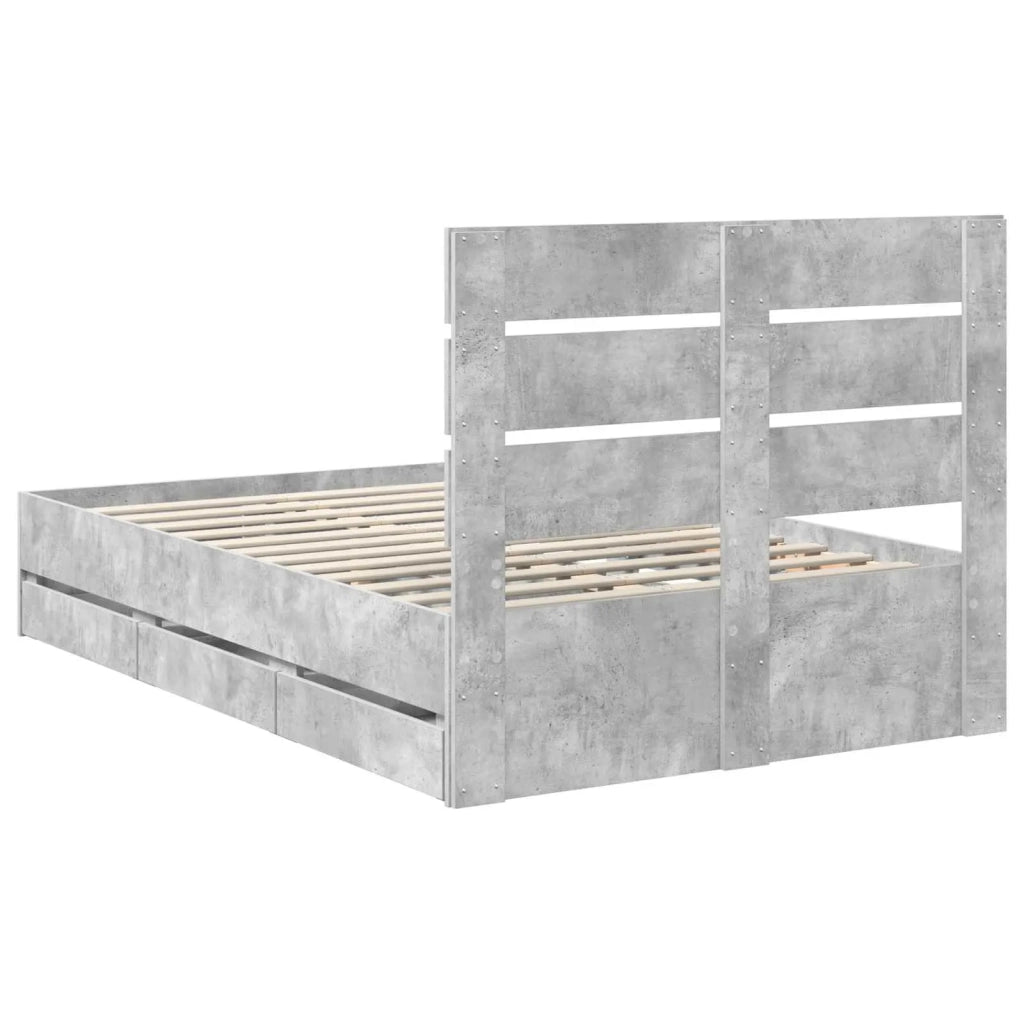 Struttura del letto con cassetto Grigio cemento 135 x 190 cm 3411840