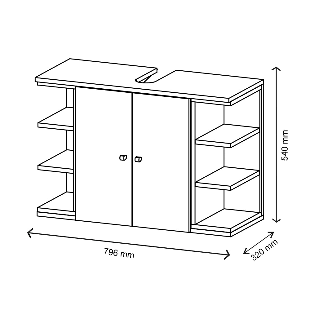 Vicco Mobile sottolavabo per bagno Antracite 79.6 x 64 cm