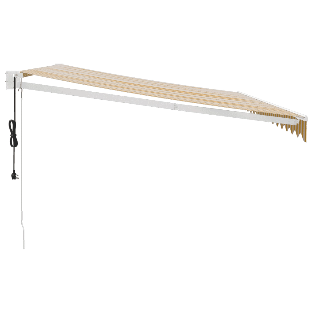 Tenda Sole Automatica Retrattile Gialla e Bianca 4,5x3 m