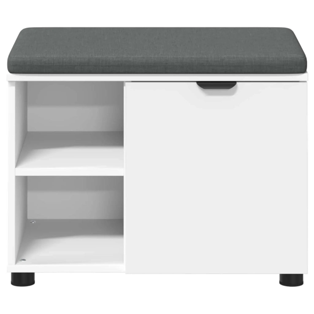 Panca per ingresso con cuscino con porta Bianco 60 x 38 x 46 cm