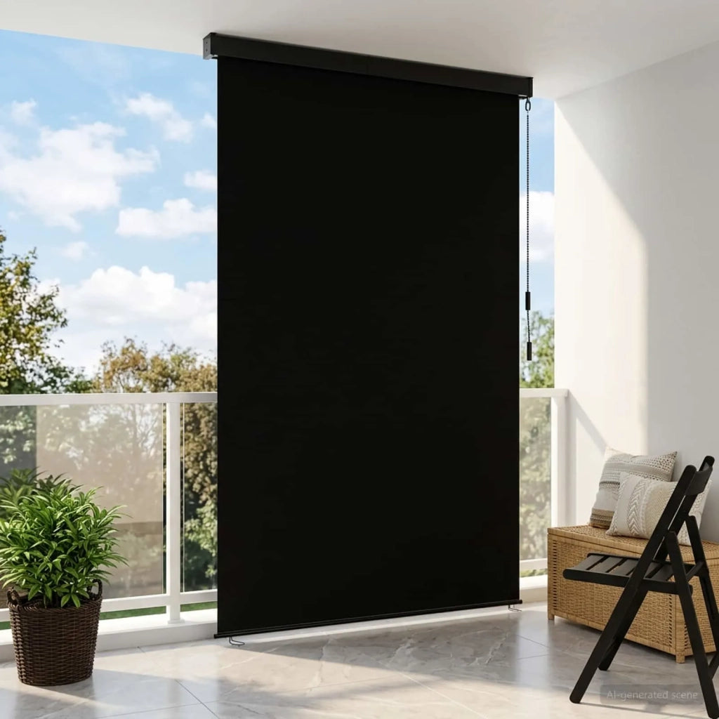 Tenda a rullo Nero 80 x 250 cm Tessuto e Alluminio 42037172