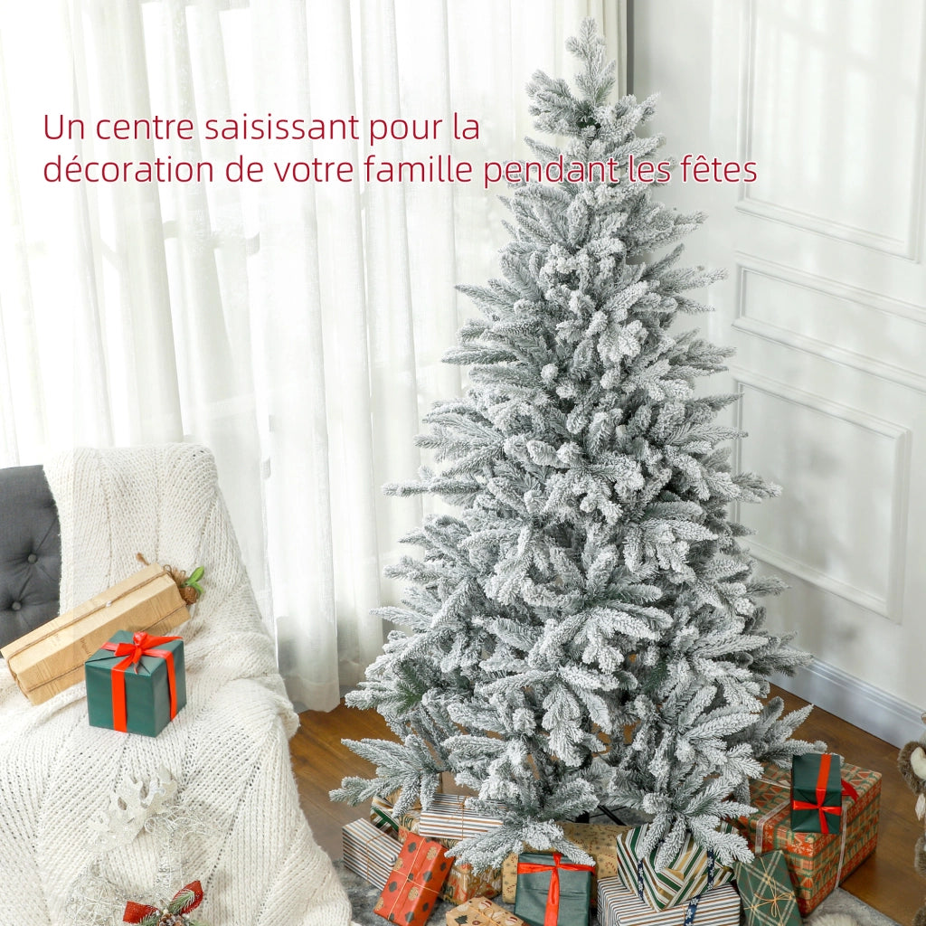 Albero di Natale Artificiale 180 cm ¨C zephmum ¨C Verde con Supporto in Metallo, 1489 Rami Innevati e Pigne