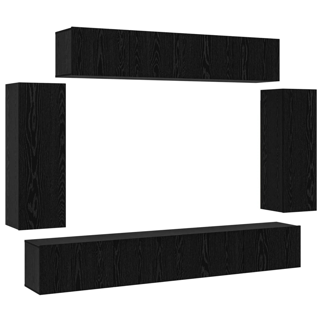 Set mobile TV 6 pz | Armadietto TV | Mobile Porta TV Rovere Nero 100 x 30 x 30 cm