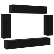 Set mobile TV 6 pz | Armadietto TV | Mobile Porta TV Rovere Nero 100 x 30 x 30 cm