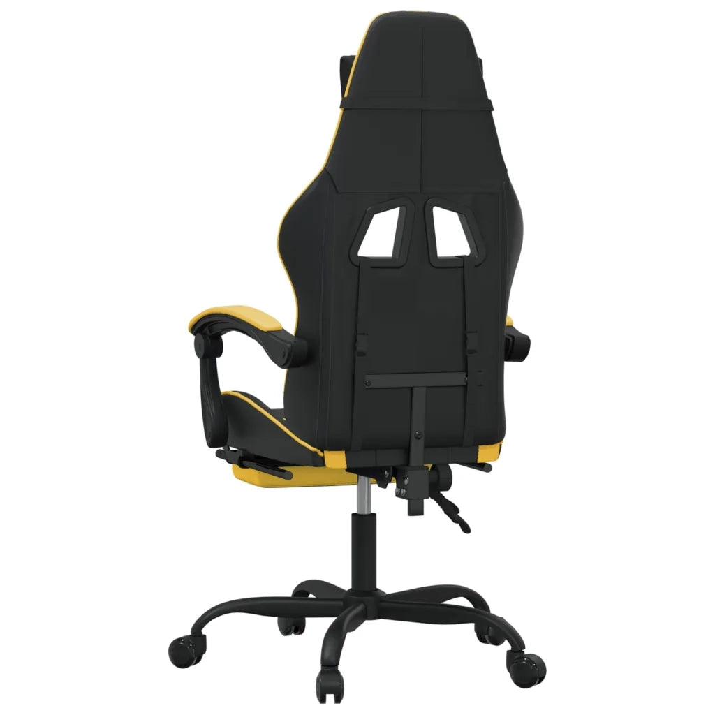 Sedia da Gaming Girevole con Poggiapiedi Nero e Oro Similpelle cod mxl 69031