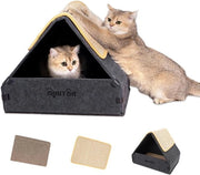 Casa per gatti in velluto robusto - Facile da pulire e pieghevole - 43 x 33 x 35 cm - Grigio