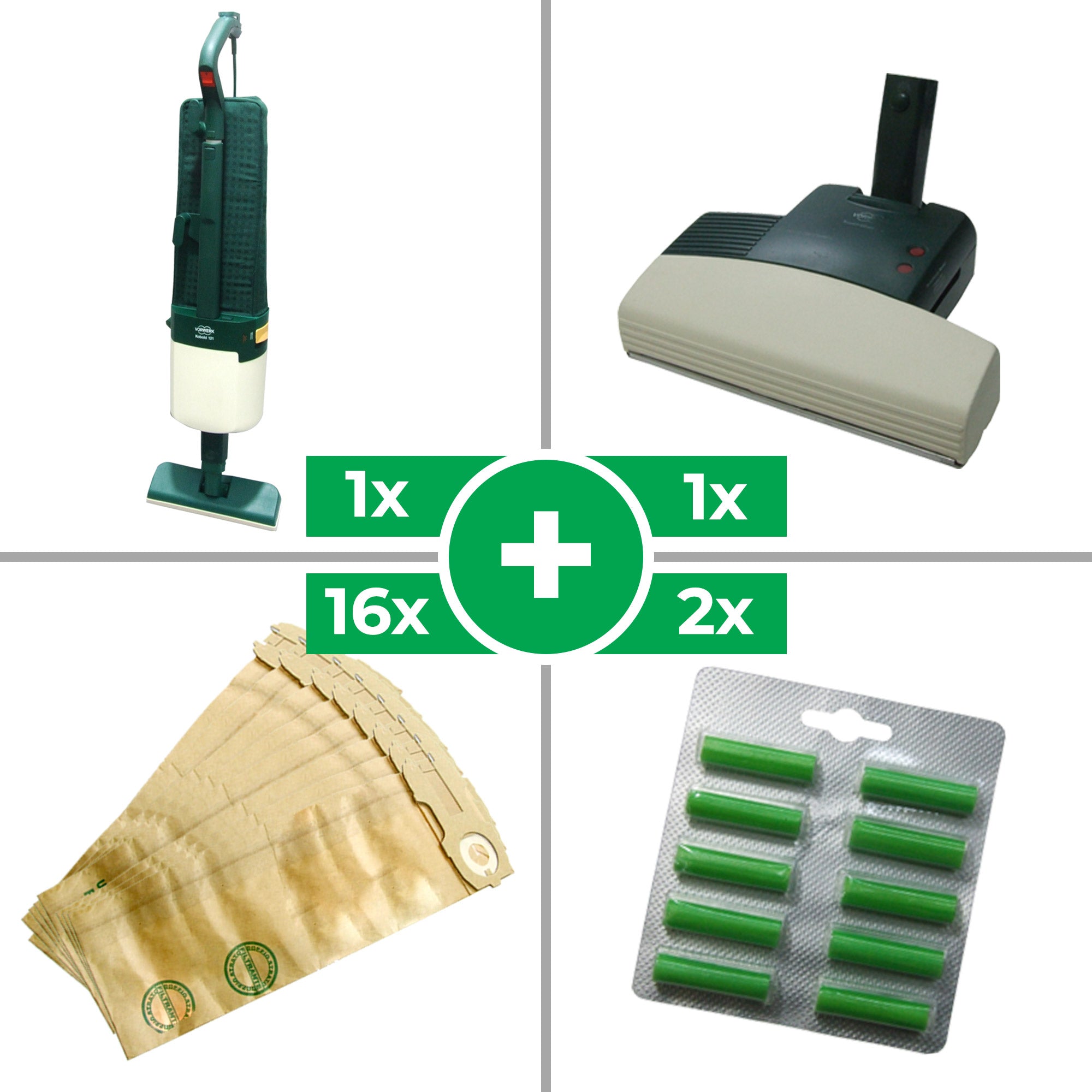 Kit Risparmio Folletto VK 121 con Ricambi Compatibili e Battitappeto Ricondizionato