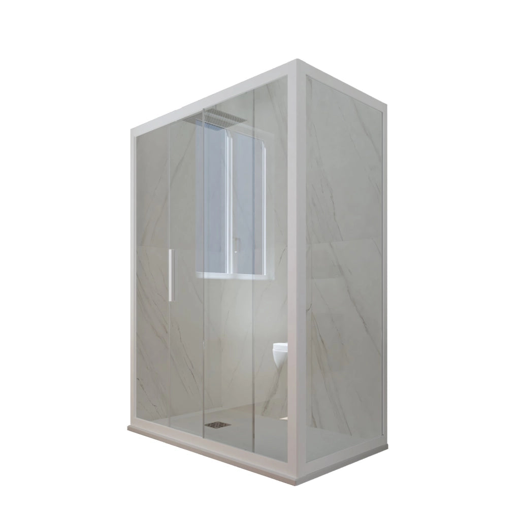 Box doccia scorrevole 75x160 CM H 200 Vetro Trasparente Profilo Bianco Matt mod. Deco Duo