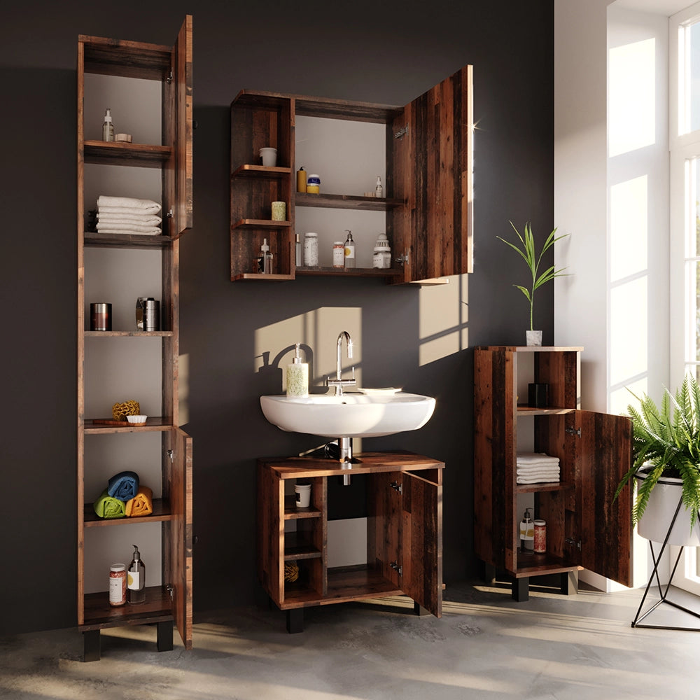 Vicco Set mobili bagno Rovere rustico 4 parti