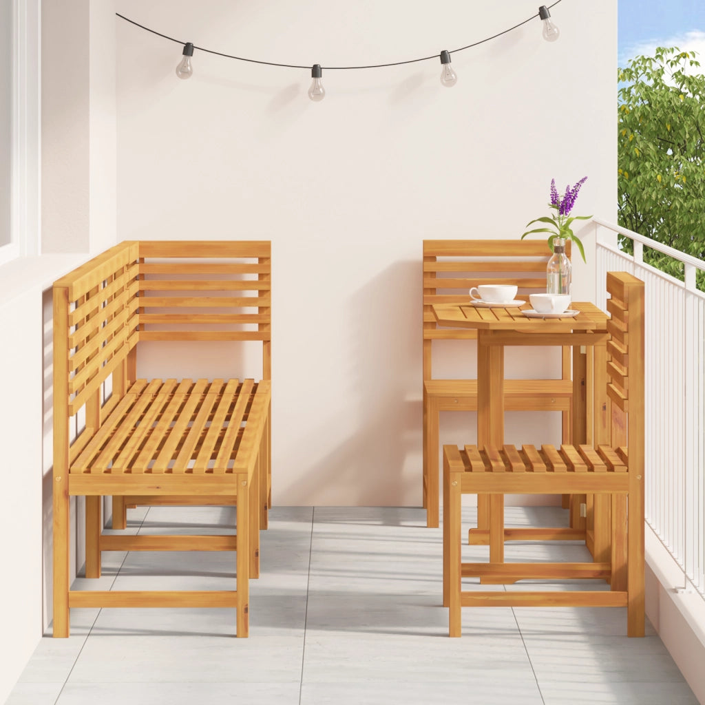 Set da pranzo per il giardino in legno massello di acacia, 6 pezzi