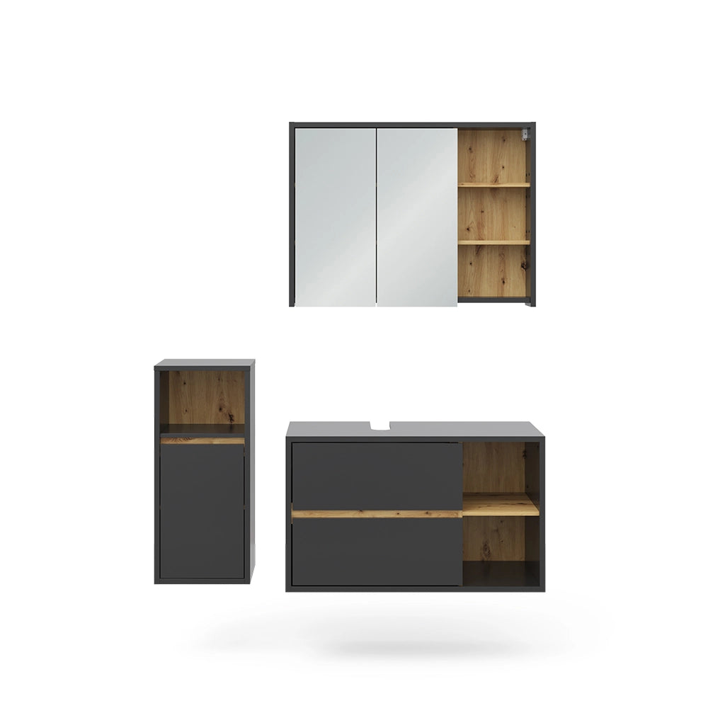 Vicco Set di mobili da bagno Antracite 3 parti, con mobile midi