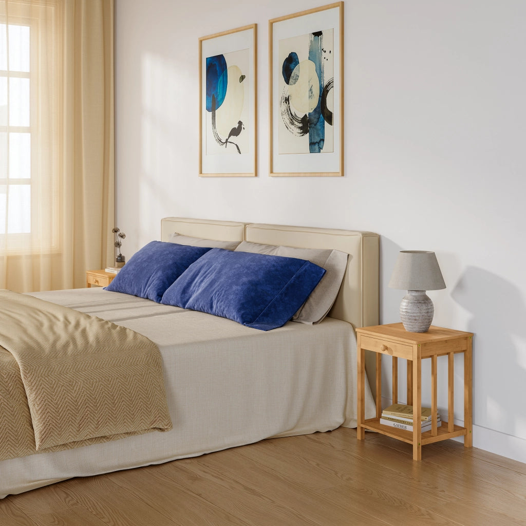Set di 2 Comodini Ranua Tavolini con Cassetto in Bambù - Colore Naturale [en.casa]
