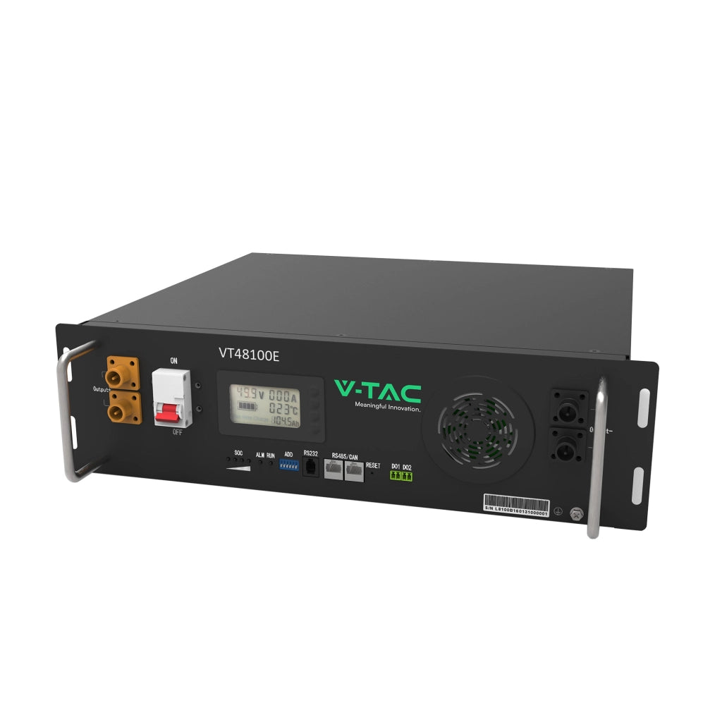 Batteria Accumulo Rack LV 5.12kWh LFP 51.2V 100Ah 100A BMS Nera CEI 0-21