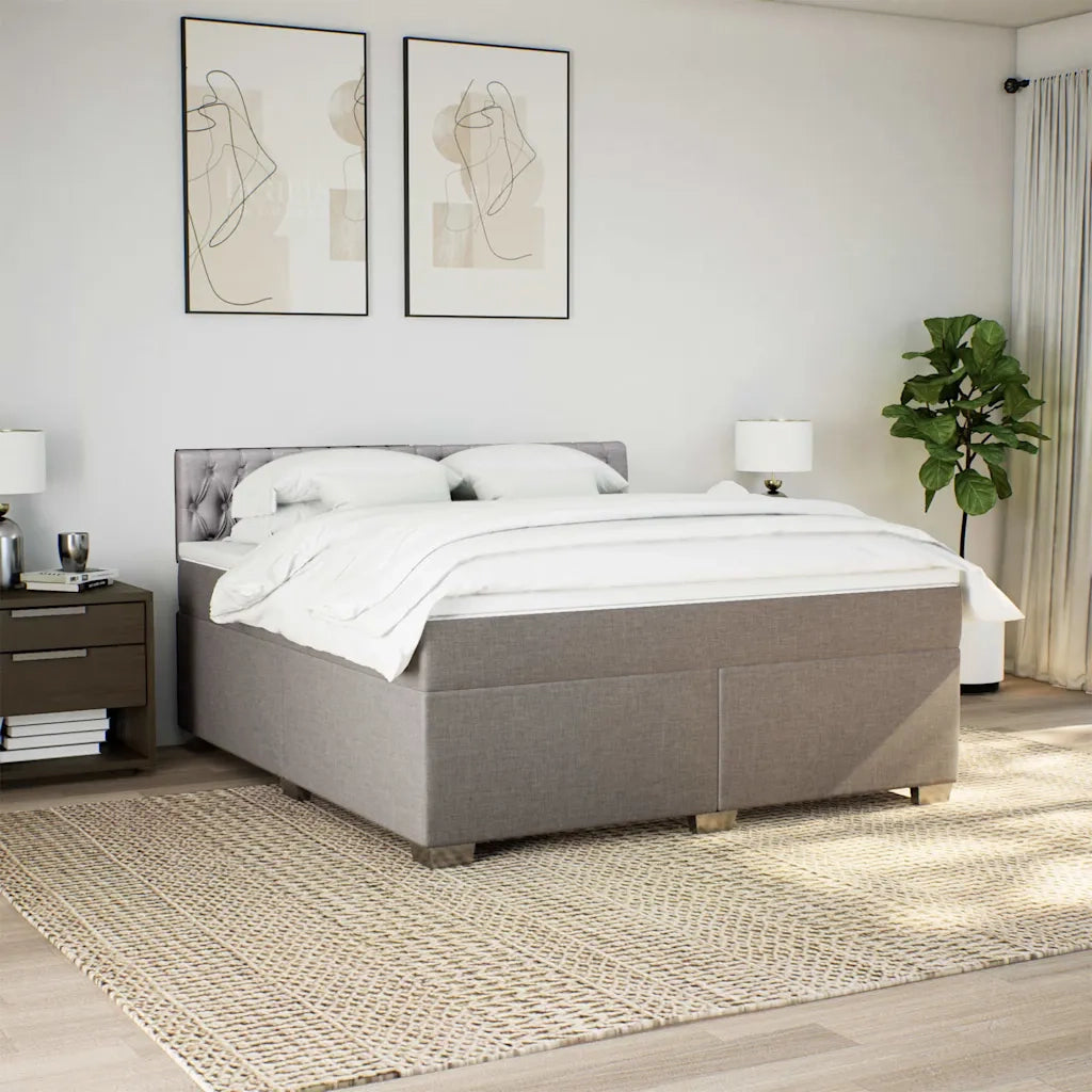 vidaXL Giroletto a Molle con Materasso Tortora 180x200 cm in Tessuto