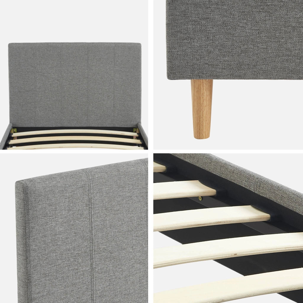 Struttura letto con rete a doghe e testiera 90x190cm, tessuto