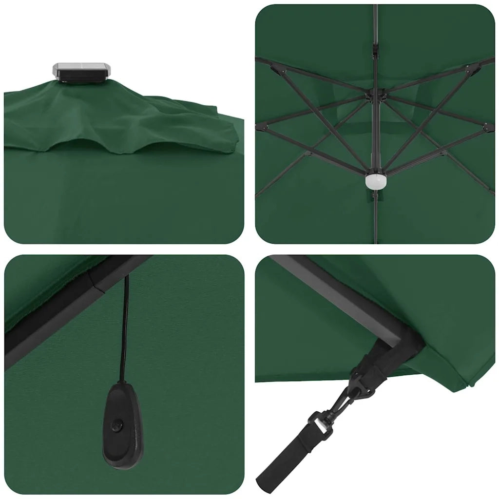 Ombrelloneda-Ombrello da giardino balcone Verde 351 x 250 x 253 cm Poliestere e Alluminio