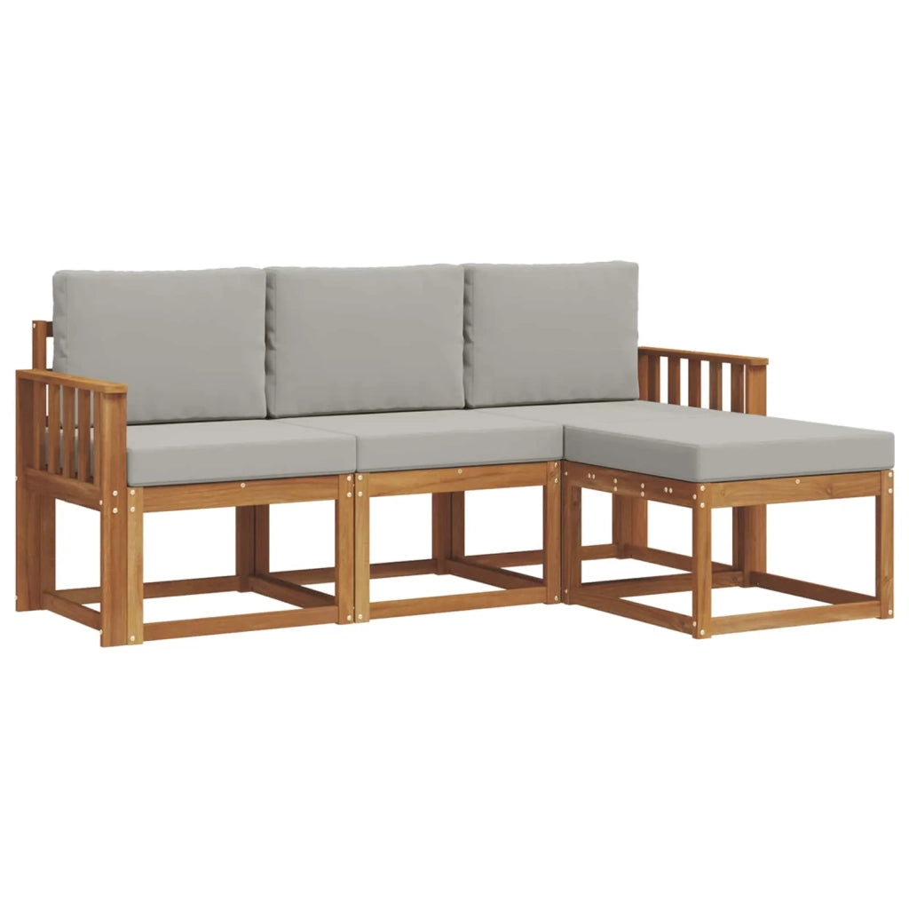 Set di divani da esterno 4 pcs Grigio Naturale e Chiaro 3366214