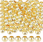 100 pezzi di perle 18K oro cromato - Perle a forma di disco - Spaziatori metallici rotondi - Grande foro - Per la creazione di gioielli - Inclusa scatola di conservazione